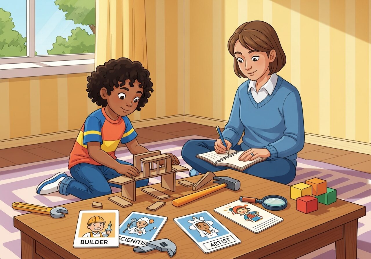 Parent and child exploring STEM careers together