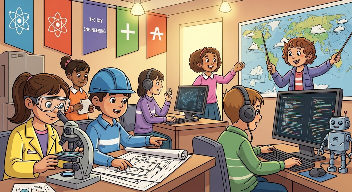 Children exploring STEM careers