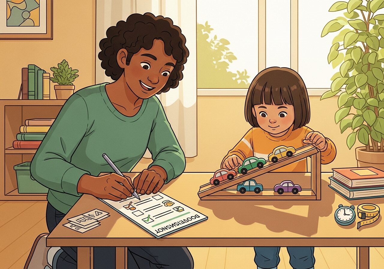 Parent and child working together on a science experiment